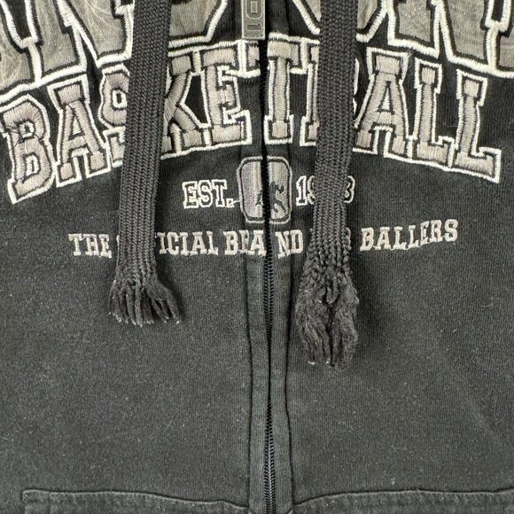 Vintage And1 Mens Black Basketball Hoodie With Zip Front & Pockets Y2K 90s READ - Picture 3 of 13